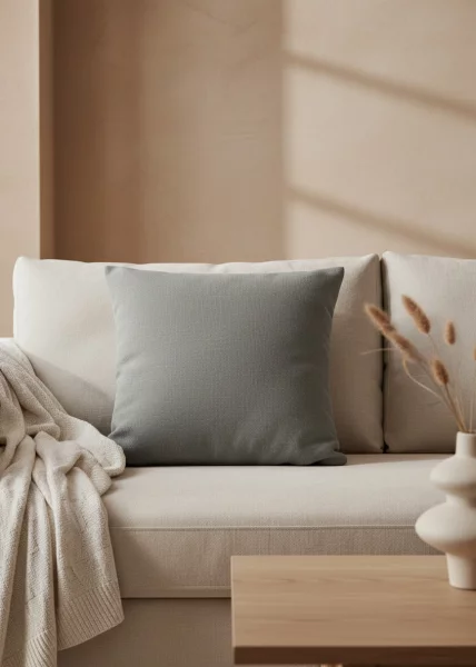 Декоративная наволочка, 45x45, 75% лен, 25% хлопок, серая