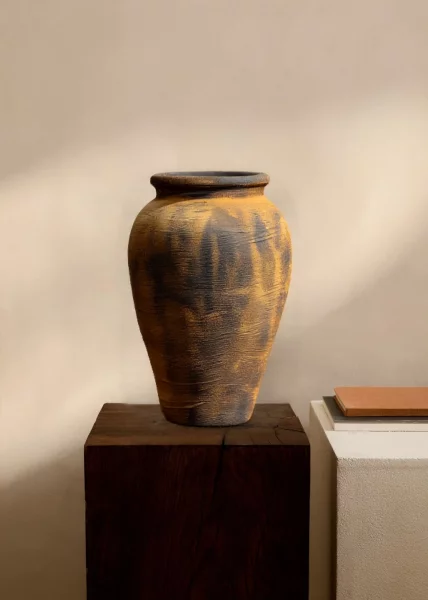 Глиняный вазон Olive Stone, 30 см, черный