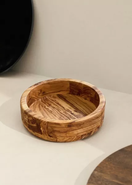 Салатник деревянный круглый, 23 см, олива фото №1