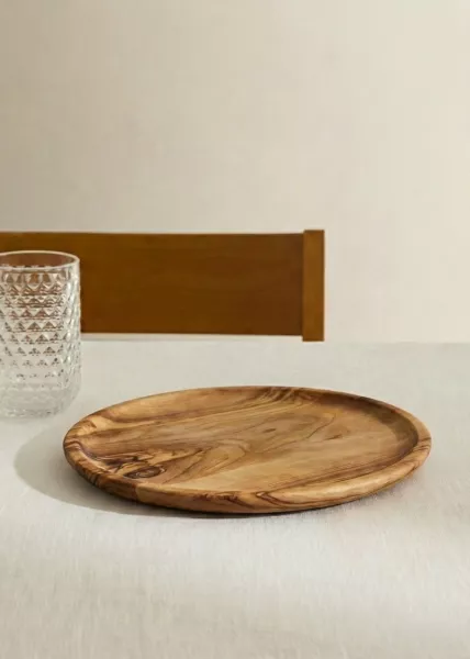 Тарелка деревянная круглая, 20 см, олива фото №1