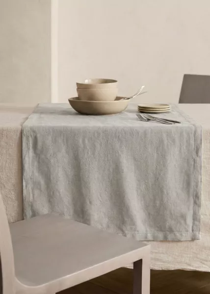 Дорожка на стол, 40х140, лен, серая фото №1