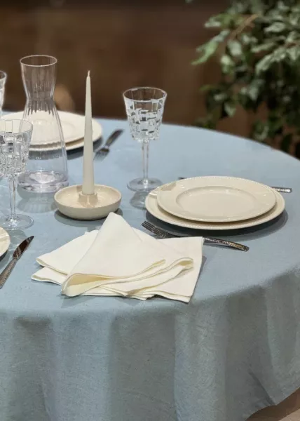 Скатерть, 120х140, лен, голубая фото №2