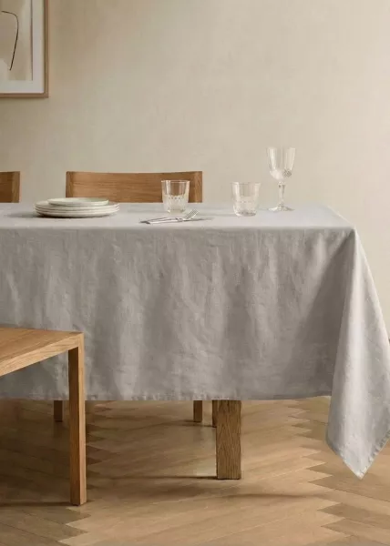 Скатерть, 120х140, лен, серая