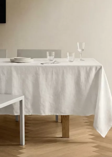 Скатерть, 220х140, лен, белая фото №1