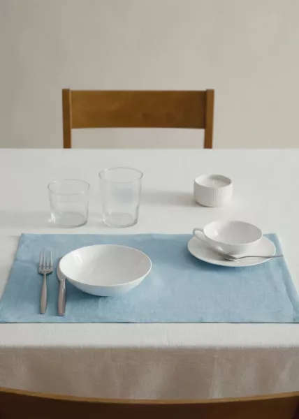 Салфетки кухонные, 35х45, лен, голубые, 2 шт. фото №1