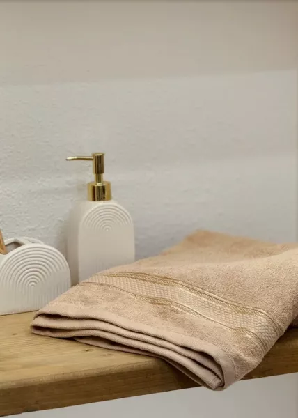 Полотенце банное, 90х150, хлопок, бежевое