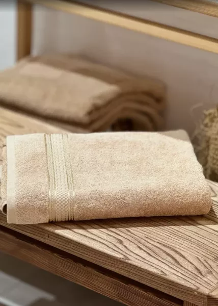 Полотенце банное, 90х150, хлопок, бежевое фото №4