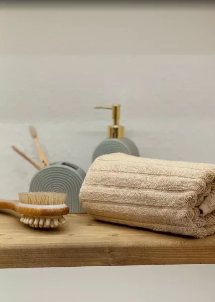 Полотенце лицевое, 50х75, хлопок, бежевое фото №3