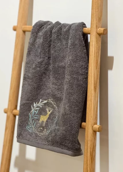 Набор новогодних полотенец Олень, 40х71, хлопок, серый фото №2