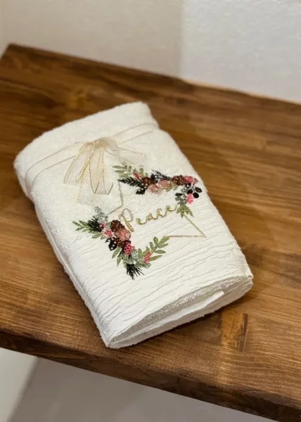 Набор новогодних полотенец Мир, 40х71, хлопок, белый фото №1