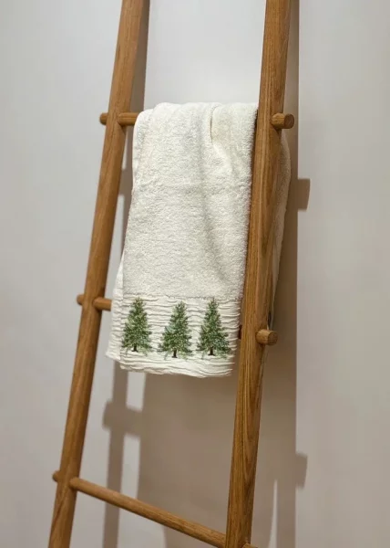 Набор новогодних полотенец Елки, 40х71, хлопок, экрю фото №2