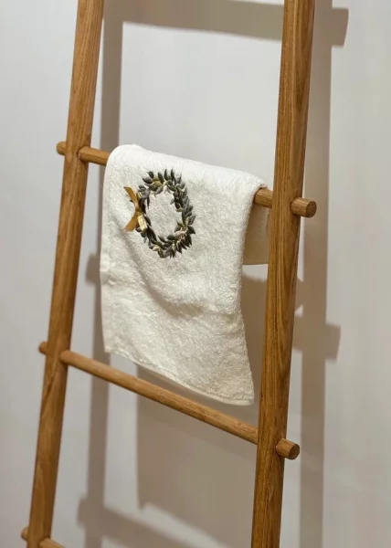 Набор новогодних полотенец Венок рожественский, 40х71, хлопок, белый фото №2