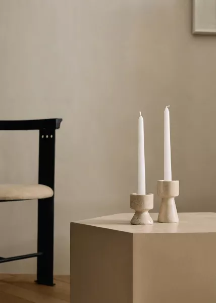 Набор из 2 подсвечников Olive из натурального камня, травертин фото №1