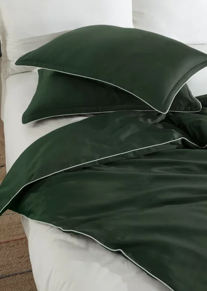 Пододеяльник из сатина, 200х220 (евро), зеленый с белым кантом, Viridis фото №3