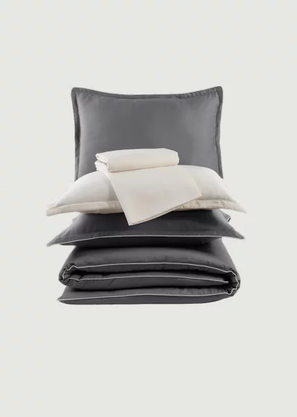Пододеяльник из сатина, 160х220 (полуторный), серый с белым кантом, Griseo