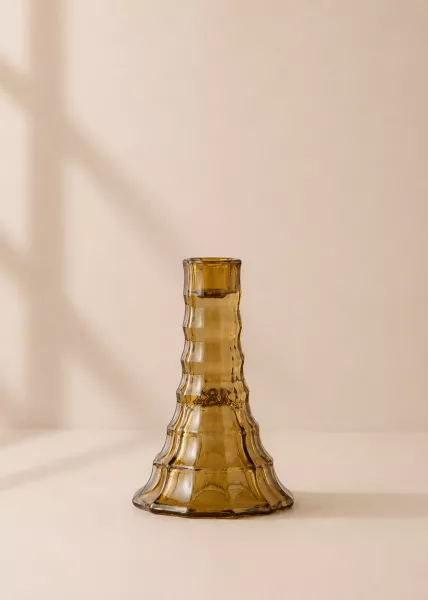 Подсвечник стеклянный Brown glass, 14 см, стекло, коричневый