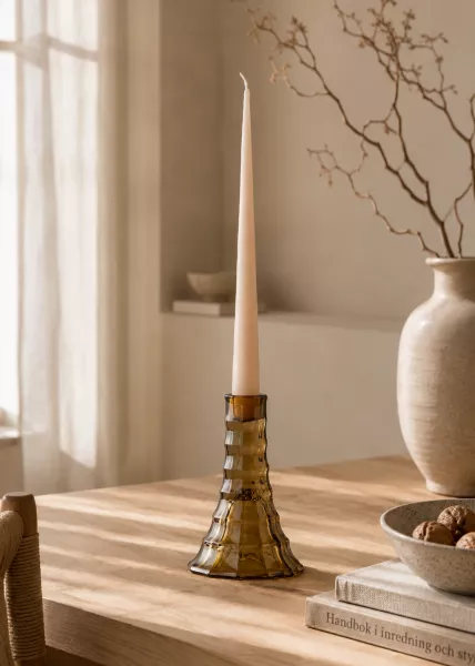 Подсвечник стеклянный Brown glass, 14 см, стекло, коричневый