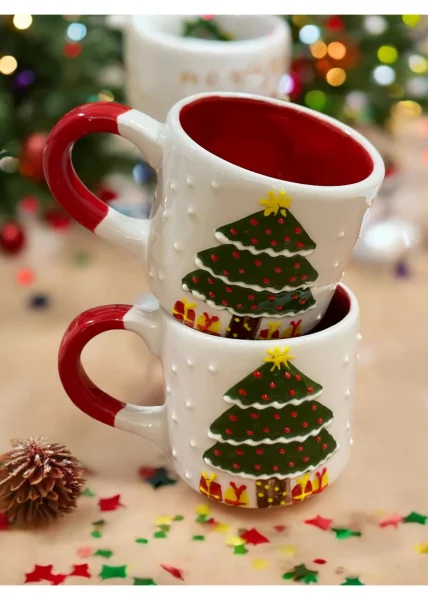 Кружка новогодняя Pine, 190 мл, белая фото №1