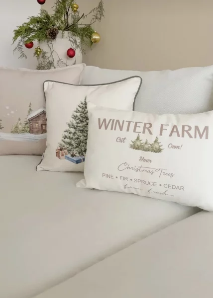 Чехол для подушки Winter Farm новогодний, 43x43, хлопок фото №3