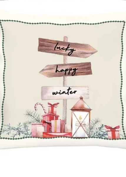 Чехол для подушки Lucky Happy Winter новогодний, 43x45, хлопок