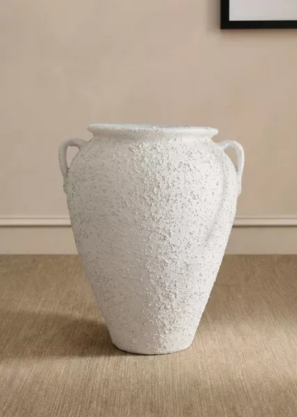 Глиняный вазон с двумя ручками Olive, 70 см, белый фото №1