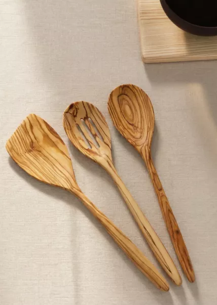 Набор деревянных кухонных принадлежностей из 3 предметов, олива фото №1