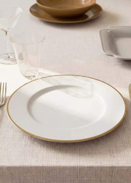 Тарелка Gold, 24 см, фарфор, белая/золотая фото №1