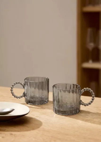 Набор кружек рифленых Line, 325 мл, затемненное стекло, 2 шт. фото №1