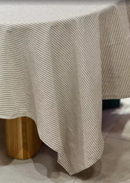 Скатерть Tezza, 150х200, хлопок, бежевая в тонкую полоску фото №7