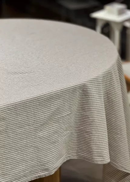 Скатерть Tezza, 150х200, хлопок, бежевая в тонкую полоску фото №6