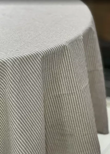 Скатерть Tezza, 150х200, хлопок, бежевая в тонкую полоску фото №5