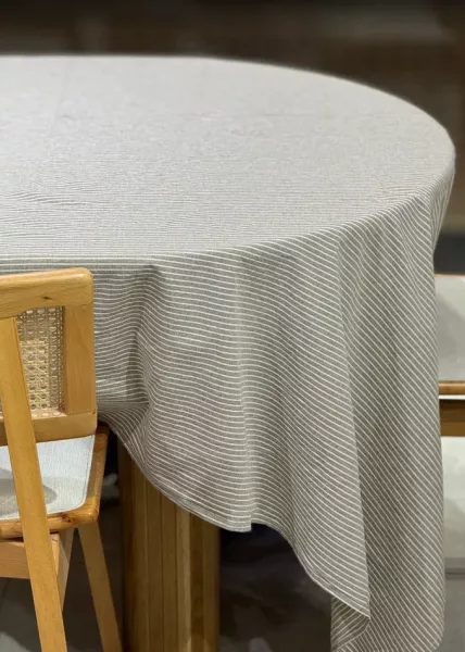 Скатерть Tezza, 150х200, хлопок, бежевая в тонкую полоску фото №8