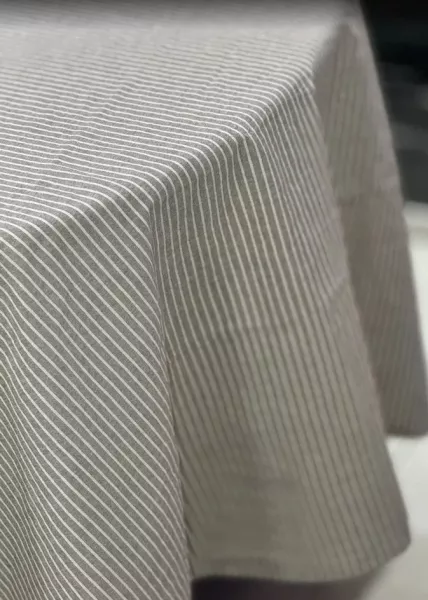 Скатерть Tezza, 170х250, хлопок, бежевая в тонкую полоску фото №5