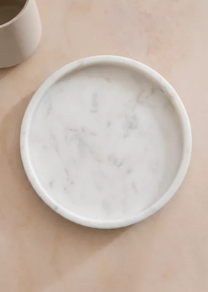 Поднос Olive для ванной комнаты из натурального камня, мрамор, белый