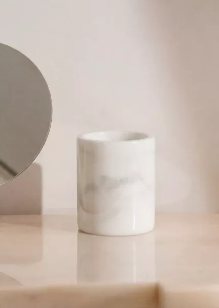 Стакан Olive для ванной комнаты из натурального камня, мрамор, белый № 1 фото №1