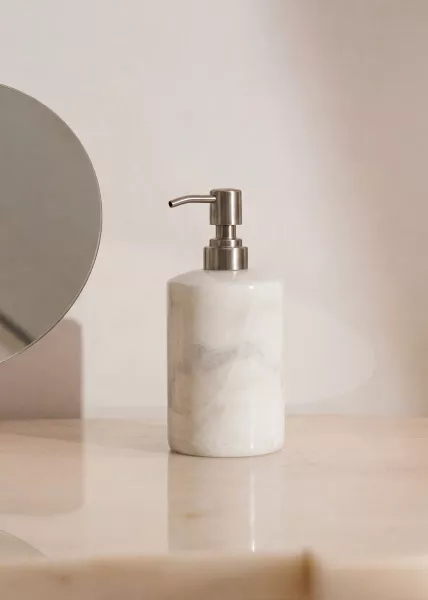 Дозатор Olive для ванной комнаты из натурального камня, мрамор, белый фото №1