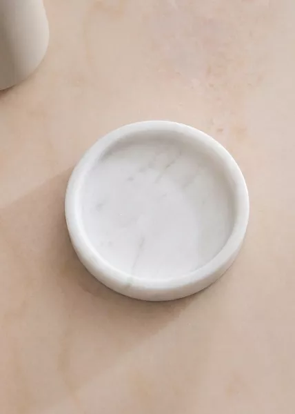 Мыльница Olive для ванной комнаты из натурального камня, мрамор, белая фото №1