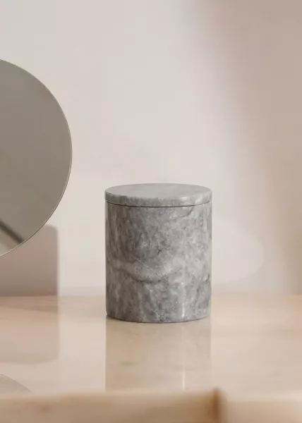 Стакан с крышкой Olive для ванной комнаты из натурального камня, мрамор, серый