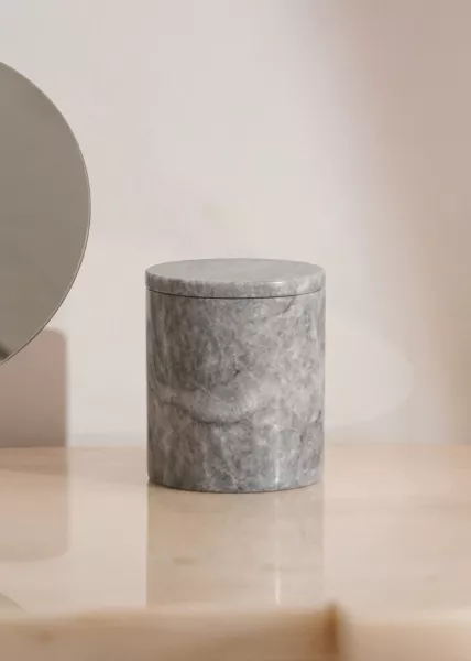 Стакан Olive для ванной комнаты с крышкой из натурального камня, мрамор, серый