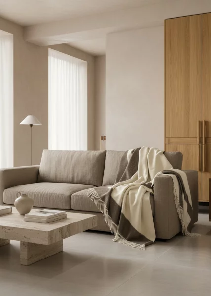 Плед из шерсти альпаки и мериноса, 170х210, коричневый фото №4