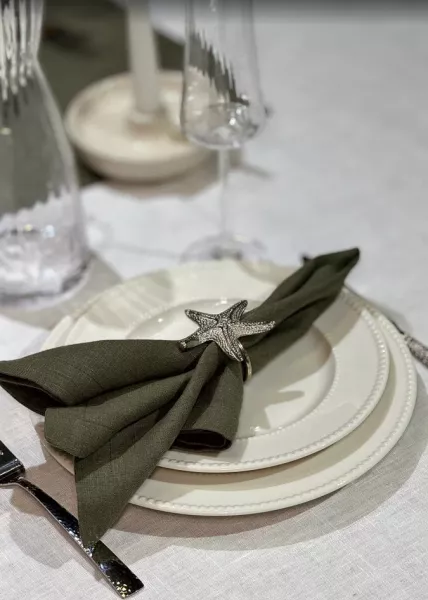 Набор из 2-х салфеток 45x45 см из натурального льна, оливковый фото №1