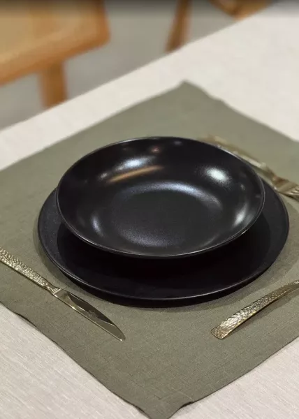 Набор из 2-х салфеток 45x45 см из натурального льна, оливковый фото №2