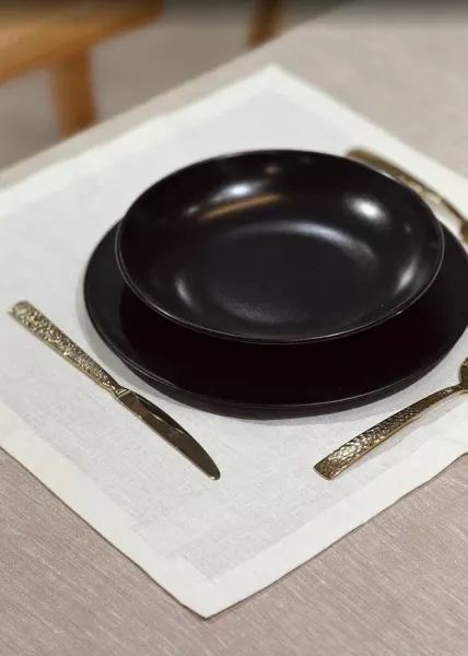 Набор из 2-х салфеток 45x45 см из натурального льна, белый фото №3