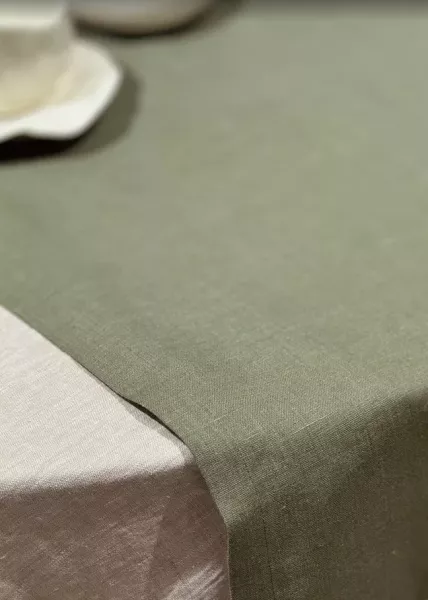 Дорожка из натурального льна 50х160 см, оливковая фото №2