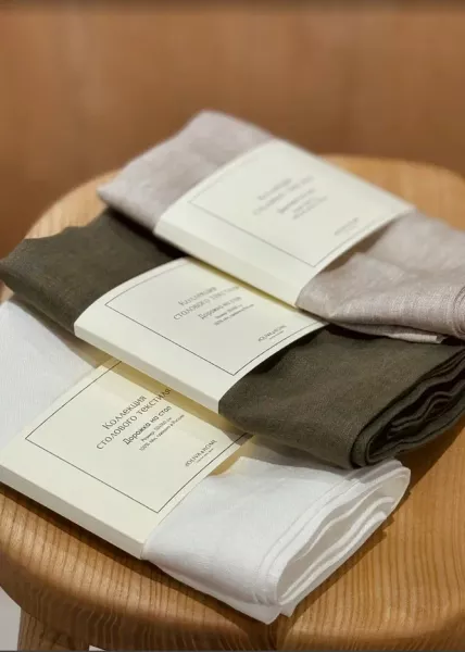 Дорожка из натурального льна 50х160 см, оливковая фото №3