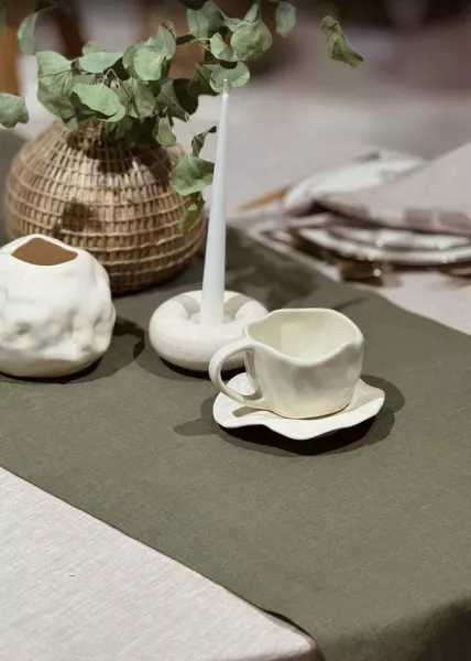 Дорожка из натурального льна 50х160 см, оливковая