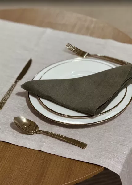 Дорожка из натурального льна 50x160 см, бежевая фото №4