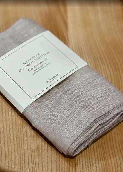 Дорожка из натурального льна 50x160 см, бежевая фото №6