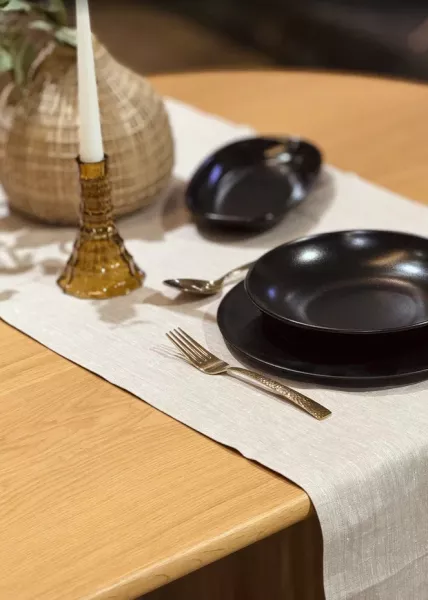 Дорожка из натурального льна 50x160 см, бежевая фото №3