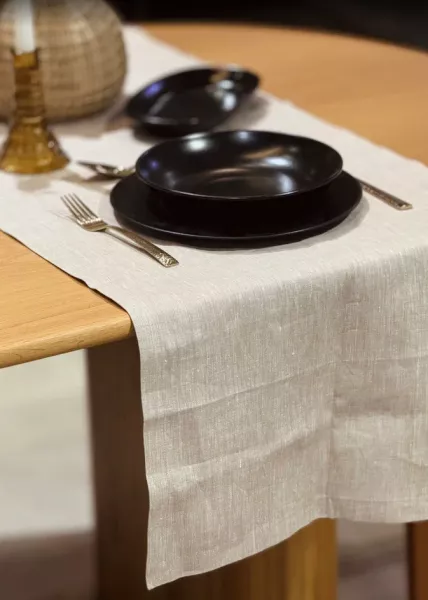 Дорожка из натурального льна 50x160 см, бежевая фото №2